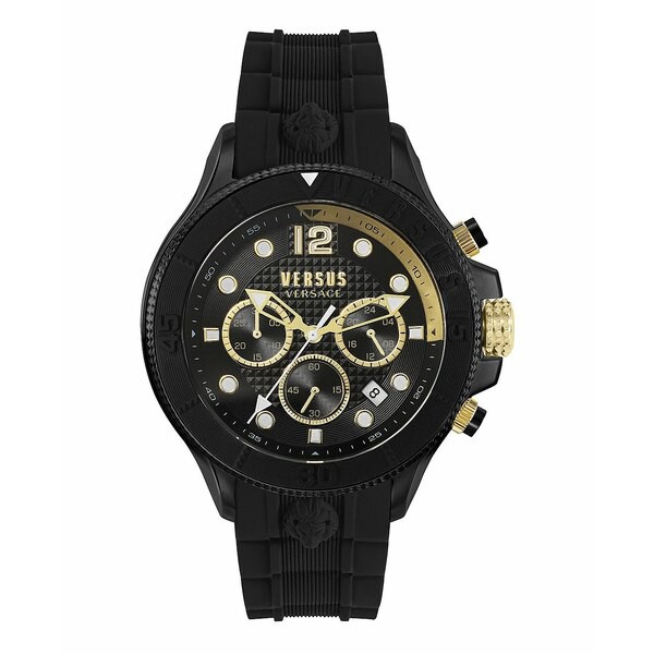 ヴェルサス ヴェルサーチ メンズ 腕時計 アクセサリー Versus by Versace Men's Volta Black Silicone Strap Watch 49mm Black