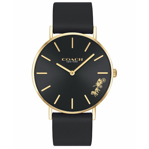 コーチ レディース 腕時計 アクセサリー Women's Perry Black Leather Strap Watch 36mm Black