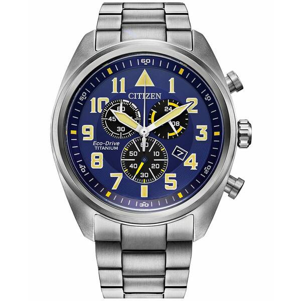 シチズン メンズ 腕時計 アクセサリー Eco-Drive Men's Chronograph Garrison Silver-Tone Titanium Bracelet Watch 44mm Two-tone