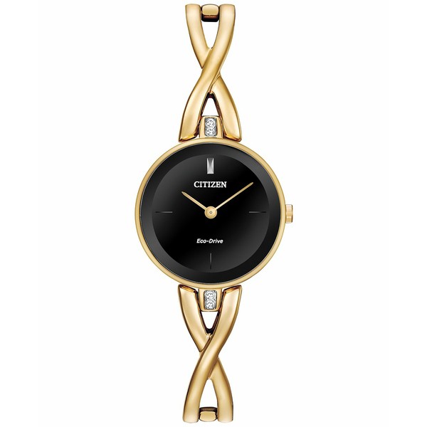 シチズン レディース 腕時計 アクセサリー Women's Eco-Drive Gold-Tone Stainless Steel Bangle Bracelet Watch 23mm EX1422-54E No Col