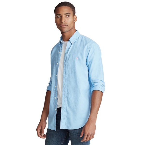 人気ブランド ラルフローレン メンズ シャツ トップス Men S Garment Dyed Oxford Shirt Blue Lagoon 55 以上節約 Bayounyc Com