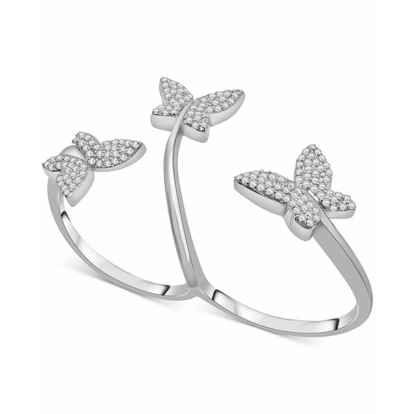 ラップド レディース リング アクセサリー Diamond Butterfly Double Finger Ring (1/2 ct. t.w.) in 10k White or Yellow Gold, Create