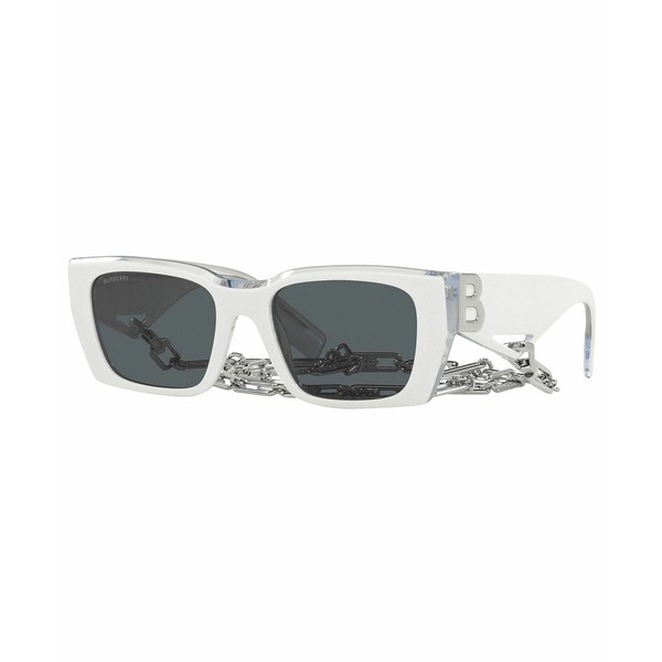 バーバリー レディース サングラス＆アイウェア アクセサリー Women's Poppy Sunglasses, BE4336 53 TOP WHITE ON TRANSPARENT/DARK GRIG