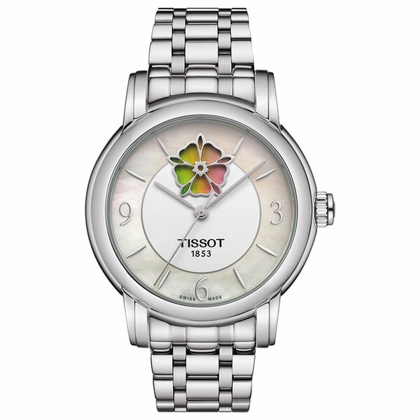 ティソット レディース 腕時計 アクセサリー Women's Swiss Automatic T-Lady Heart Flower Stainless Steel Bracelet Watch 35mm Silver