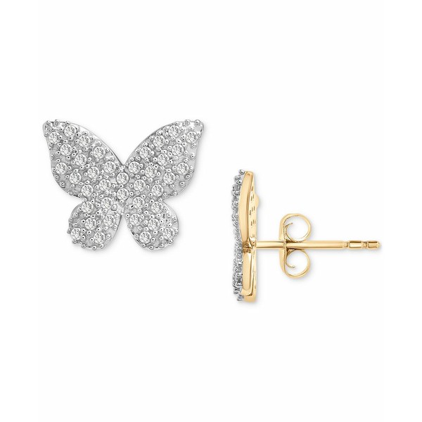 ラップド レディース ピアス＆イヤリング アクセサリー Diamond Butterfly Stud Earrings (1/6 ct. t.w.) in 14k Gold, Created for Mac