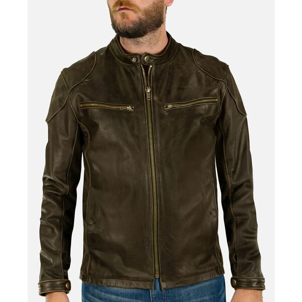 フライ メンズ ジャケット＆ブルゾン アウター Men's Iconic Cafe Racer Jacket Dark Brown