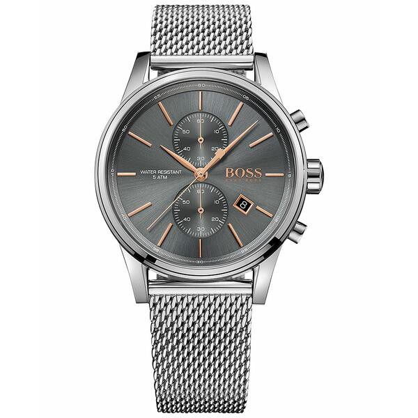 ボス メンズ 腕時計 アクセサリー Hugo Boss Men's Chronograph Jet Stainless Steel Mesh Bracelet Watch 41mm Gray