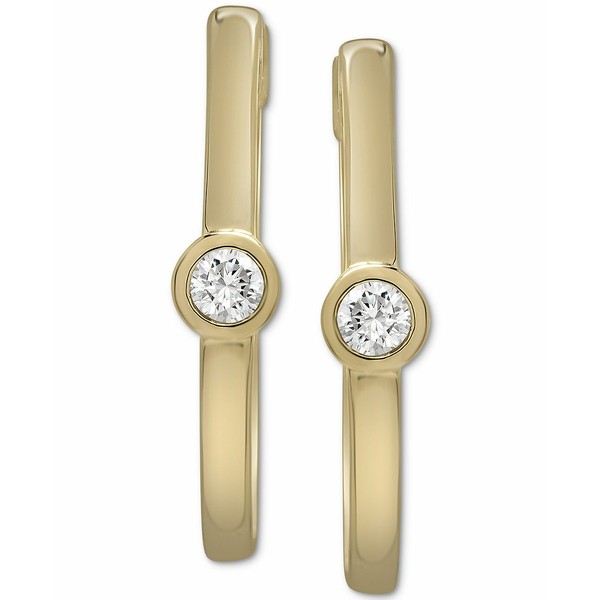 ラップド レディース ピアス＆イヤリング アクセサリー Certified Diamond Bezel Solitaire Hoop Earrings (1/10 ct. t.w.) in 14k Gold