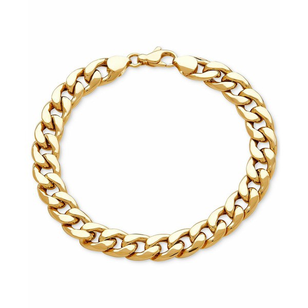 イタリアン ゴールド メンズ ブレスレット・バングル・アンクレット アクセサリー Men's Heavy Curb Link Bracelet in 10k Gold Yellow G