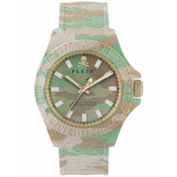 フィリッププレイン メンズ 腕時計 アクセサリー Men's Plein Power Camouflage Silicone Strap Watch 43mm Camouflage