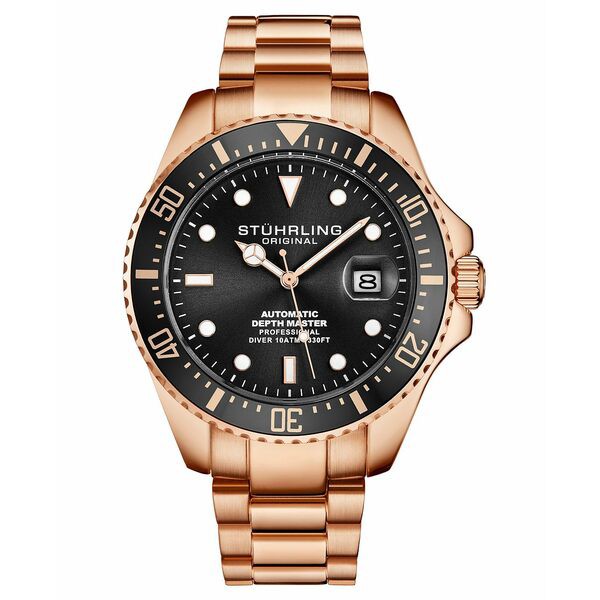 スターリング メンズ 腕時計 アクセサリー Men's Depthmaster Rose Gold-Tone Stainless Steel Link Bracelet Watch 43mm Black