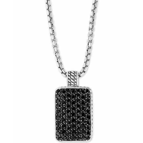 エフィー コレクション メンズ ブレスレット・バングル・アンクレット アクセサリー EFFY® Men's Black Spinel Dog Tag 22" Pendant