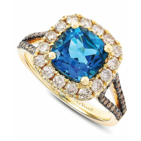 ルヴァン レディース リング アクセサリー Deep Sea Blue Topaz (2-5/8 ct. t.w.) & Diamond (3/4 ct. t.w.) Ring in 14k Gold Blue Topa