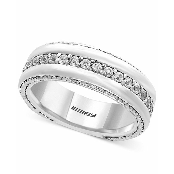 エフィー コレクション メンズ リング アクセサリー EFFY® Men's White Sapphire Band (1 ct. t.w.) in Sterling Silver Silver