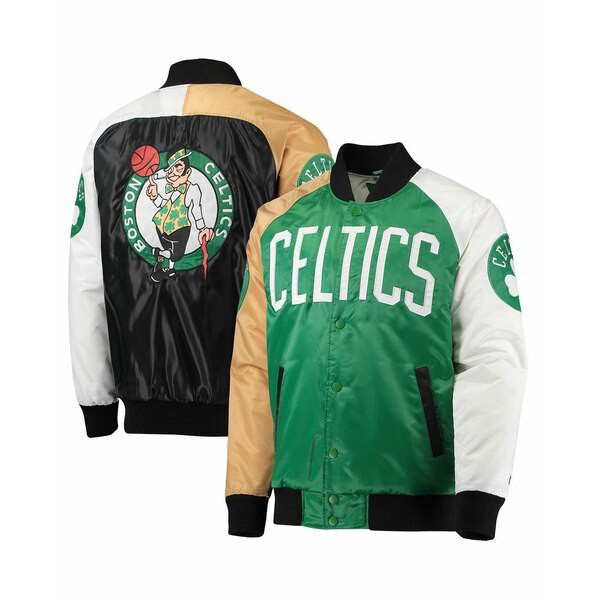 スターター メンズ ジャケット＆ブルゾン アウター Men's Kelly Green, Gold, White Boston Celtics Tricolor Remix Raglan Full-Snap Ja