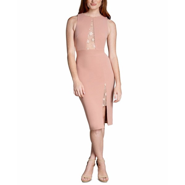 ドレスザポプレーション レディース ワンピース トップス Isla Beaded-Inset Bodycon Dress Blush