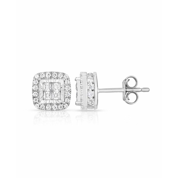 トゥルーミラクル レディース ピアス＆イヤリング アクセサリー Diamond Frame Quad Stud (1 ct. t.w.) in 14k White Gold White Gold