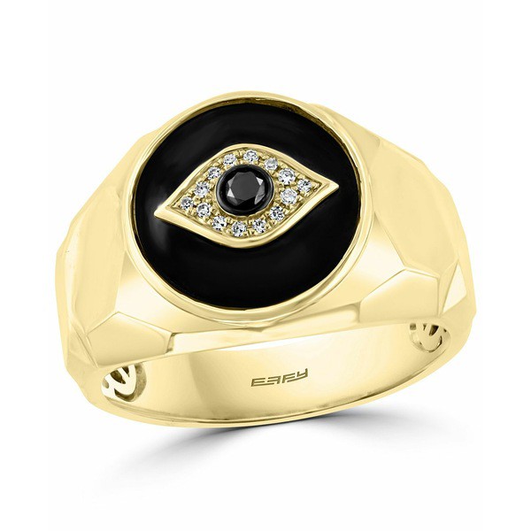 エフィー コレクション メンズ リング アクセサリー EFFY® Men's Black & White Diamond (3/4 ct. t.w.) Evil Eye Ring in 14k Gold