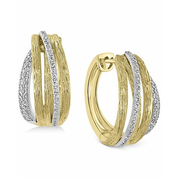 エフィー コレクション レディース ピアス＆イヤリング アクセサリー EFFY® Diamond Two-Tone Multirow Hoop Earrings (3/8 ct. t.w.