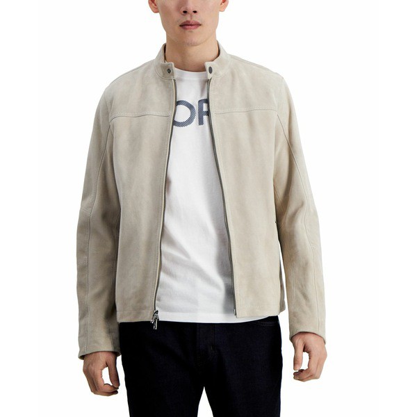 マイケルコース メンズ ジャケット＆ブルゾン アウター Men's Suede Racer Jacket, Created for Macy's Dune