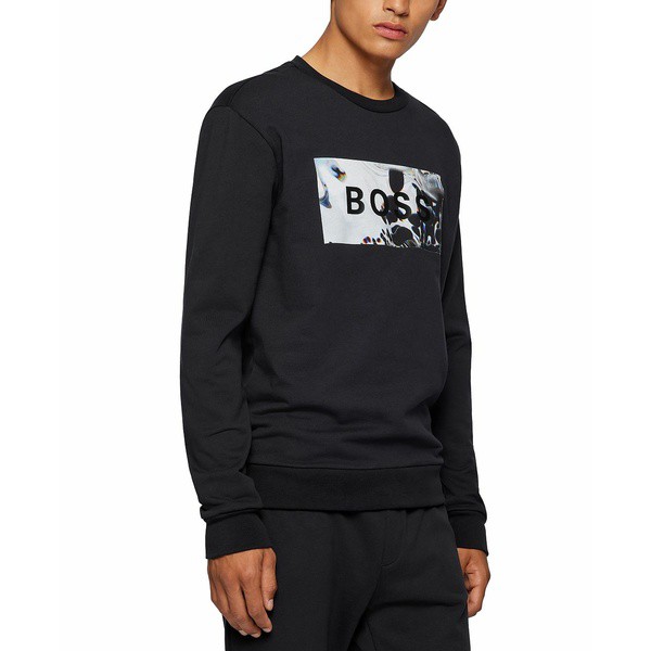 ヒューゴボス メンズ シャツ トップス BOSS Men's Relaxed-Fit Sweatshirt Black