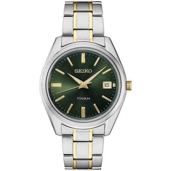 セイコー メンズ 腕時計 アクセサリー Men's Essential Two-Tone Titanium Bracelet Watch 40mm Green