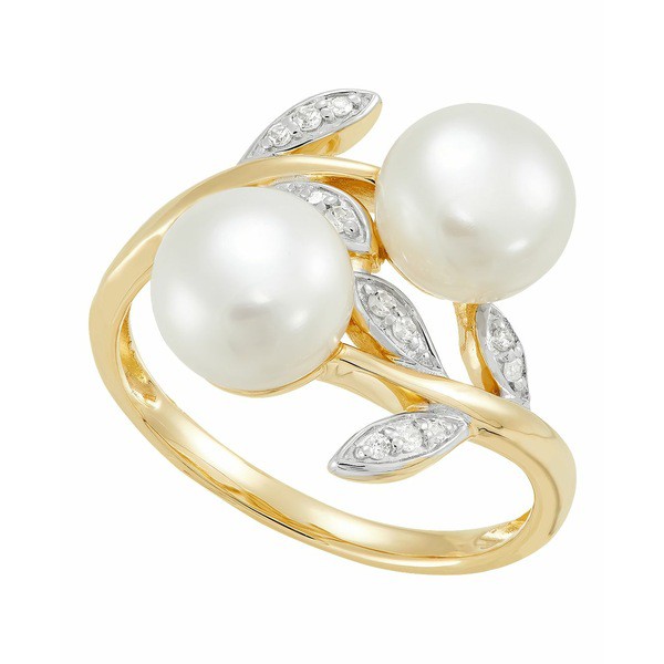 ホノラ レディース リング アクセサリー Cultured Freshwater Pearl (7-7.5mm) & Diamond Accent Vine Ring in 14k Yellow or White Gold