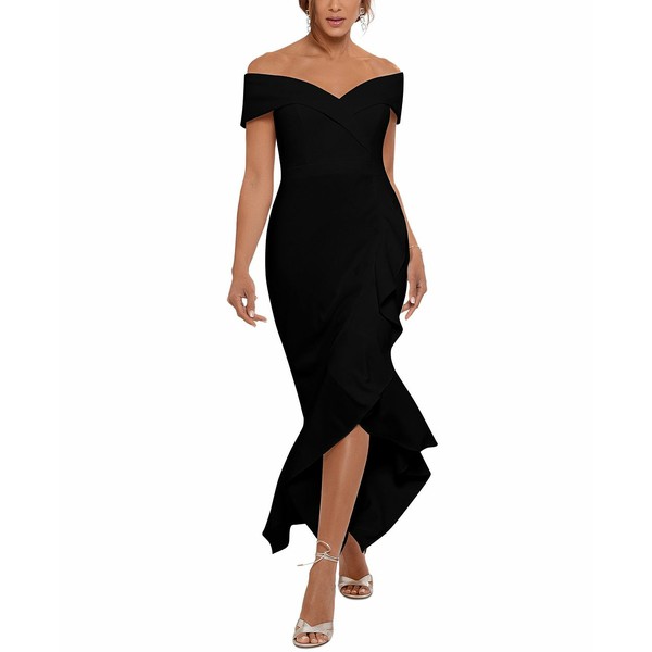 エスケープ レディース ワンピース トップス Off-The-Shoulder High-Low Gown Black