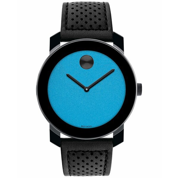 モバド メンズ 腕時計 アクセサリー Bold Men's Swiss TR90 Black Leather Strap Watch 42mm Black