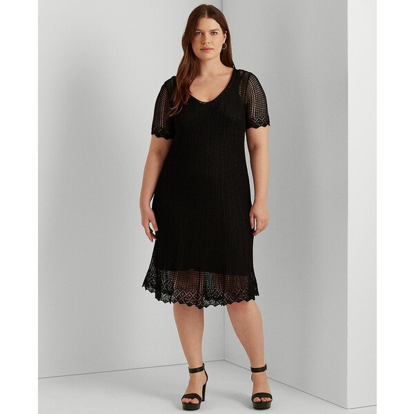 ラルフローレン レディース ワンピース トップス Plus-Size Pointelle Short-Sleeve Dress Polo Black