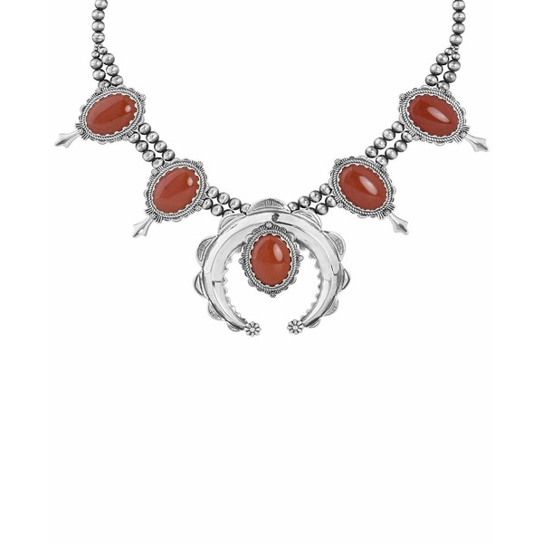 アメリカンウェスト レディース ネックレス・チョーカー・ペンダントトップ アクセサリー Gemstone Squash Blossom Necklace Red Jasper