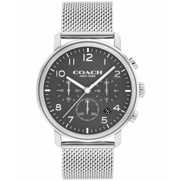 コーチ メンズ 腕時計 アクセサリー Men's Harrison Silver-tone Stainless Steel Mesh Bracelet Watch 42mm Stainless Steel