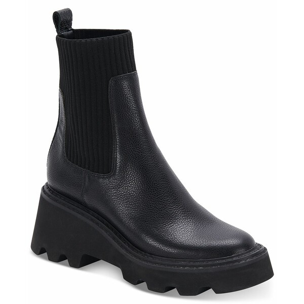 ドルチェヴィータ レディース ブーツ＆レインブーツ シューズ Hoven Chunky Lug Sole Chelsea Booties Black Leather