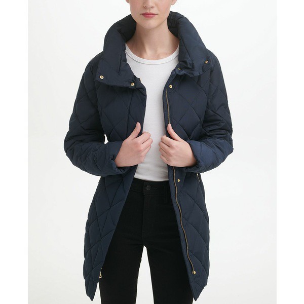 コールハーン レディース ジャケット＆ブルゾン アウター Diamond Quilted Down Coat Navy