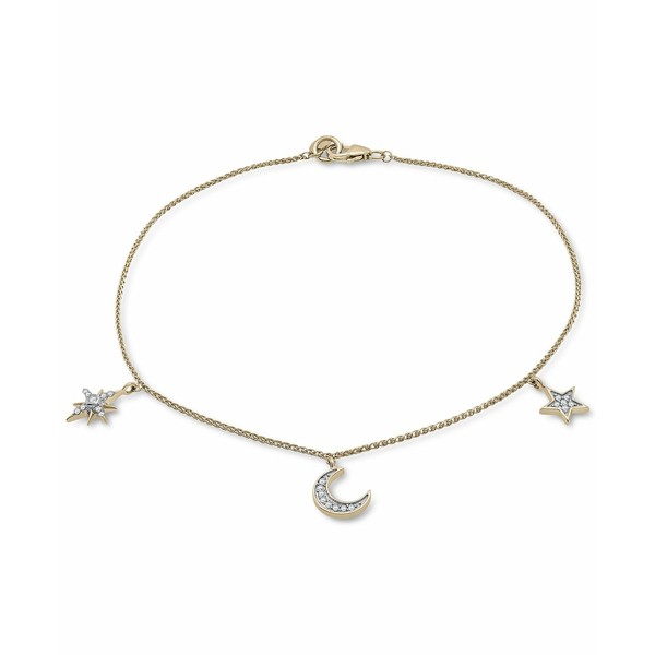 ラップド レディース ブレスレット・バングル・アンクレット アクセサリー Diamond Moon & Stars Charm Ankle Bracelet (1/10 ct. t.w.)