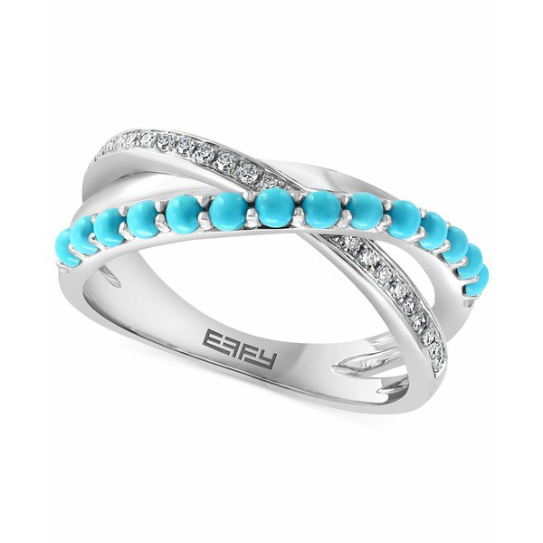 エフィー コレクション レディース リング アクセサリー EFFY® Turquoise & Diamond (1/10 ct. t.w.) Crossover Ring in 14k White G