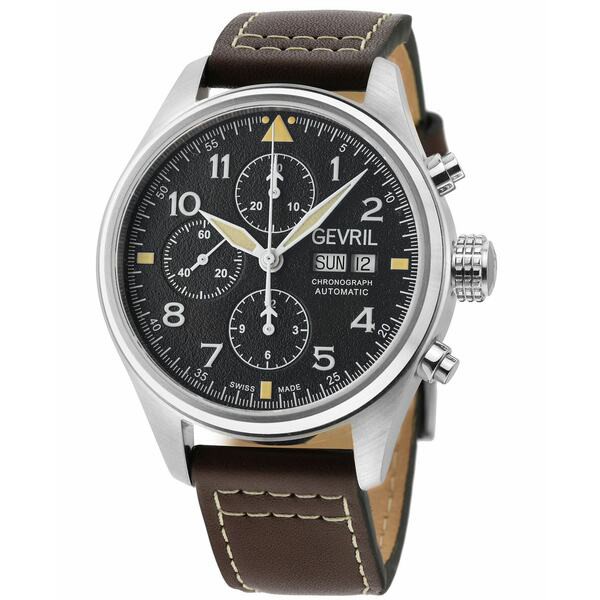 ジェビル メンズ 腕時計 アクセサリー Men's Vaughn Swiss Automatic Chronograph Brown Leather Strap Watch 42mm Brown