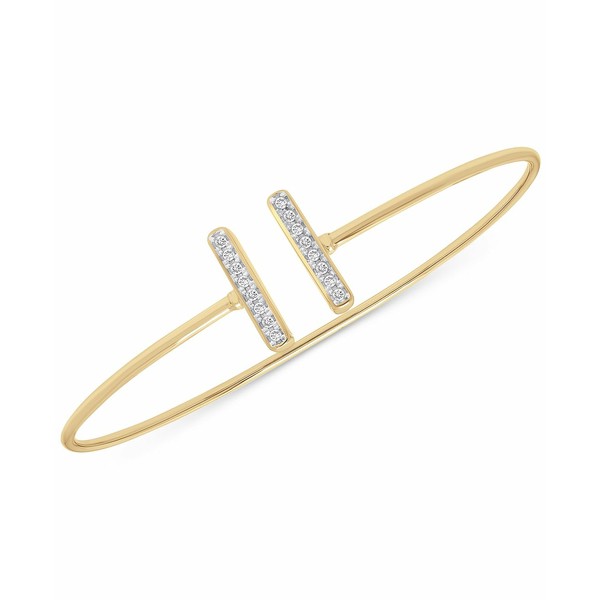 ラップド レディース ブレスレット・バングル・アンクレット アクセサリー Diamond Bar Cuff Bangle Bracelet (1/10 ct. t.w.) in 14k G