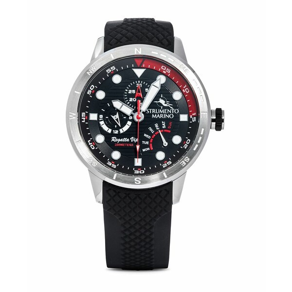 ストルメント マリーノ メンズ 腕時計 アクセサリー Men's Regatta VIP Day Retrograde Black Silicone Performance Timepiece Watch 46m