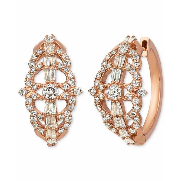 ルヴァン レディース ピアス＆イヤリング アクセサリー Nude Diamond Openwork Round & Baguette Hoop Earrings (1-3/8 ct. t.w.) in 14k