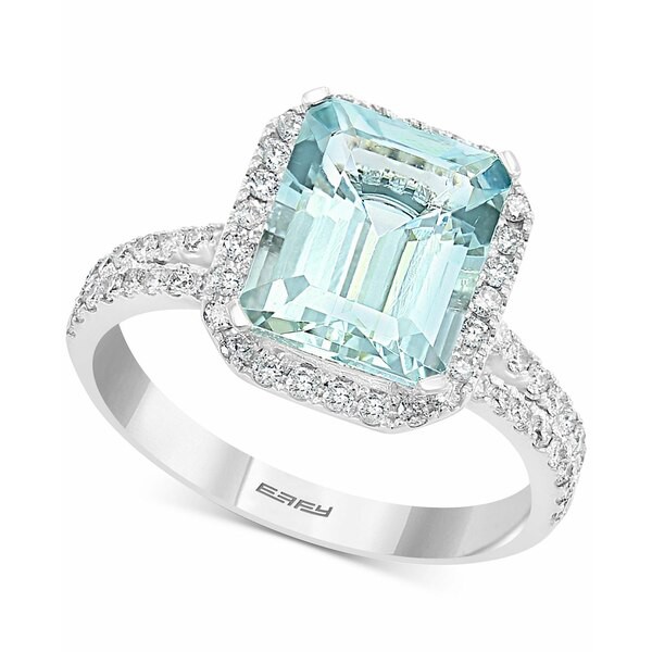 エフィー コレクション レディース リング アクセサリー EFFY® Aquamarine (3-1/10 ct. t.w.) & Diamond (1/2 ct. t.w.) Emerald-Cut