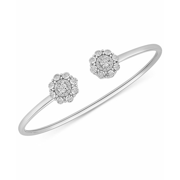 ラップド レディース ブレスレット・バングル・アンクレット アクセサリー Diamond Cluster Cuff Bangle Bracelet (1/4 ct. t.w.) in St