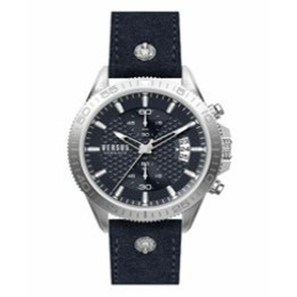 ヴェルサス ヴェルサーチ メンズ 腕時計 アクセサリー Versus by Versace Men's Griffith Blue Leather Strap Watch 46mm Stainless