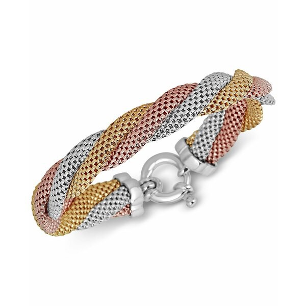 イタリアン ゴールド レディース ブレスレット・バングル・アンクレット アクセサリー Mesh Twist Bracelet in Tri-Tone Sterling Silver