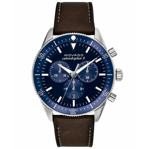 モバド メンズ 腕時計 アクセサリー Men's Swiss Chronograph Heritage Series Calendoplan Chocolate Leather Strap Watch 42mm Brown