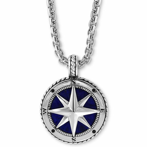 エフィー コレクション メンズ ネックレス・チョーカー アクセサリー EFFY® Men's Lapis Lazuli (14-1/2mm) Compass 22" Pendant Nec