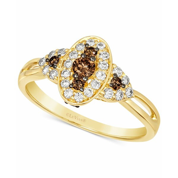 ルヴァン レディース リング アクセサリー Chocolate Diamond (1/4 ct. t.w.) & Nude Diamond (1/4 ct. t.w.) Halo Ring in 14k Gold Yel