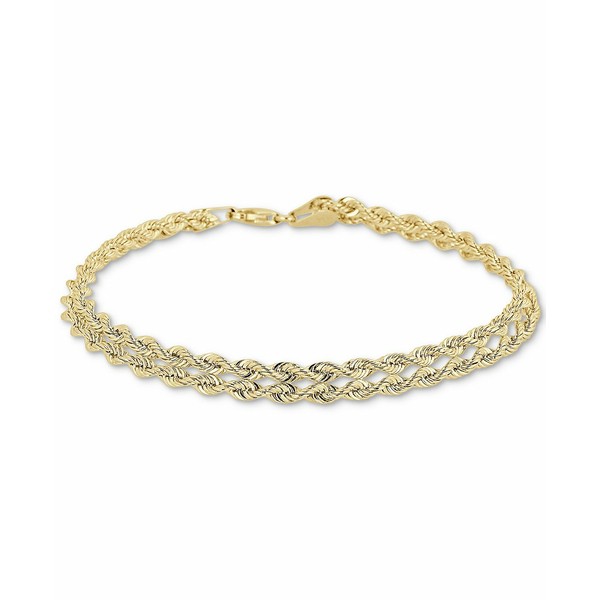 イタリアン ゴールド レディース ブレスレット・バングル・アンクレット アクセサリー Double Row Twisted Heart Link Bracelet in 14k G