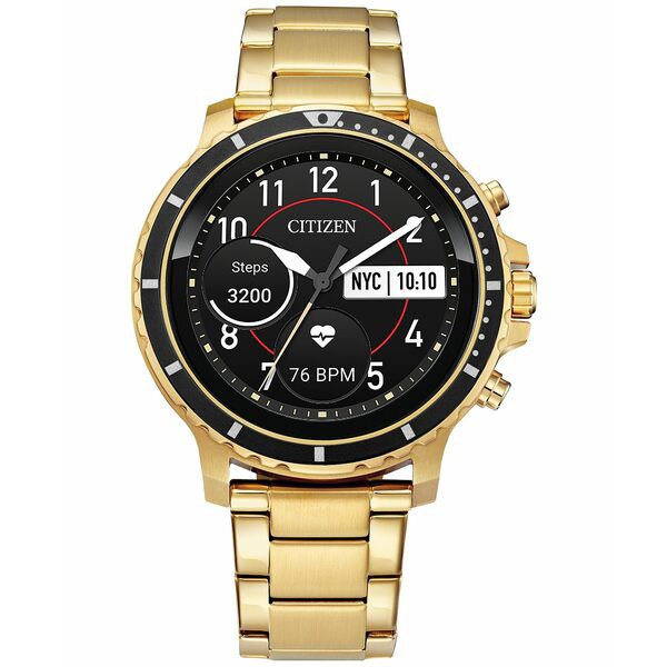 シチズン メンズ 腕時計 アクセサリー Men's CZ Smart HR Gold Tone Stainless Steel Bracelet Touchscreen Smart Watch 46mm Gold-tone