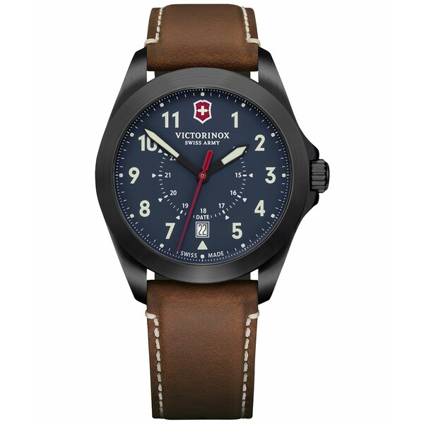 ビクトリノックス メンズ 腕時計 アクセサリー Men's Swiss Heritage Brown Leather Strap Watch 40mm Blue